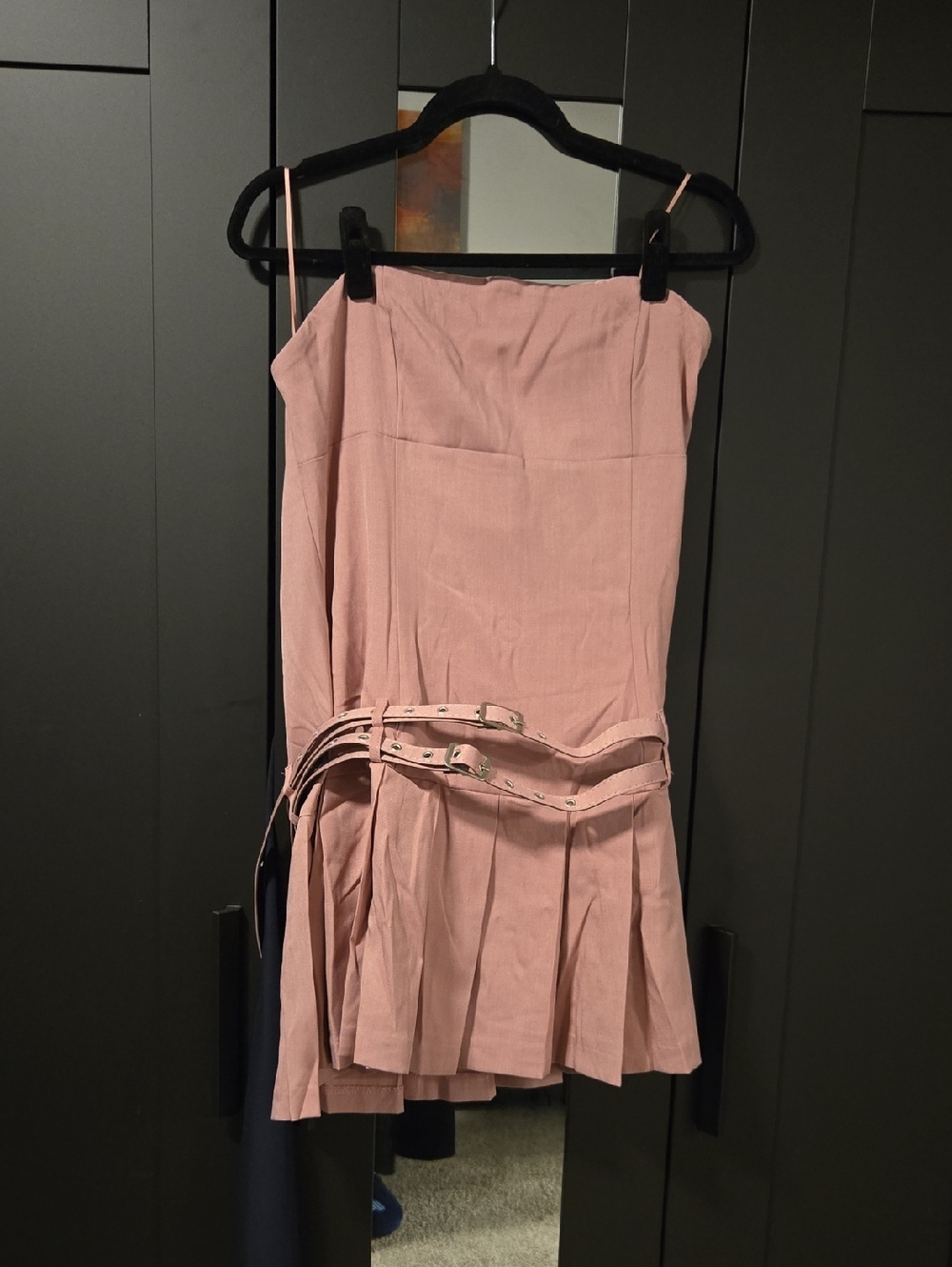 Fashion Nova Blush Pink Mini Dress with Pleated Skirt